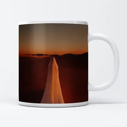 Ghost Figure Walking Desert Sunset Dunes