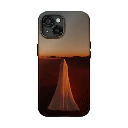 Ghost Figure Walking Desert Sunset Dunes
