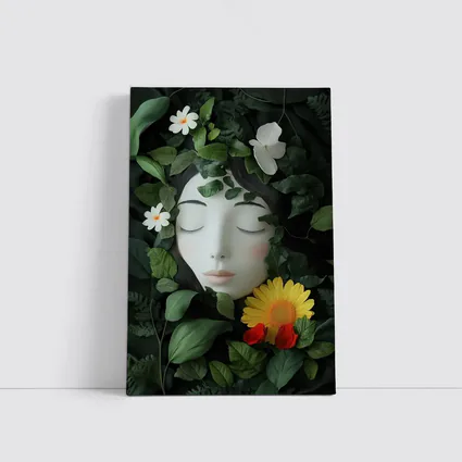 Serene Woman Face Surrounded By Flowers