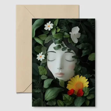 Serene Woman Face Surrounded By Flowers