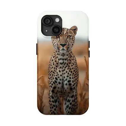 Leopard Standing In Golden Savanna Grass