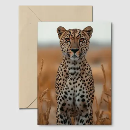 Leopard Standing In Golden Savanna Grass