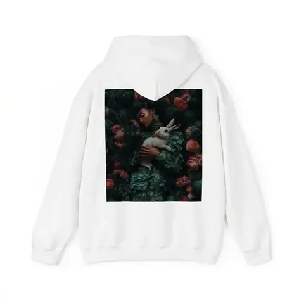 Woman Sleeping With White Rabbit Floral