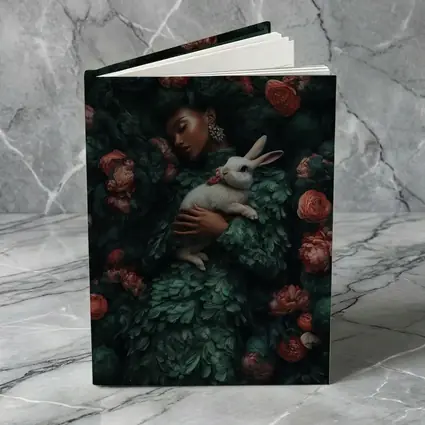 Woman Sleeping With White Rabbit Floral