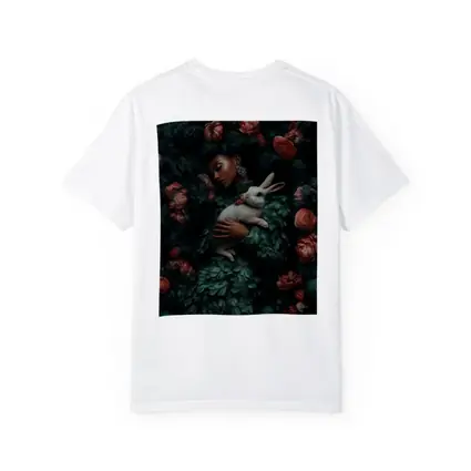 Woman Sleeping With White Rabbit Floral