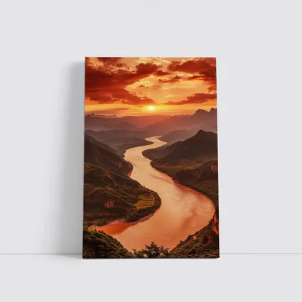 Winding River Valley Sunset Mountain Landscape