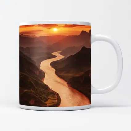 Winding River Valley Sunset Mountain Landscape