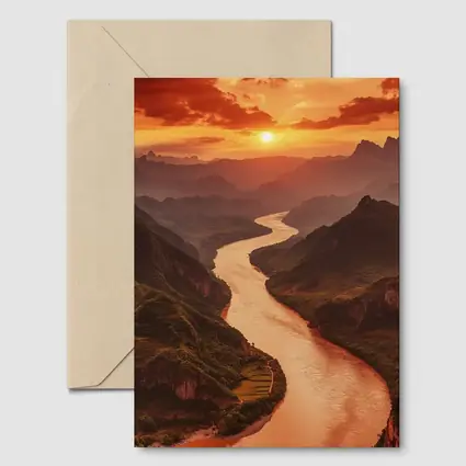 Winding River Valley Sunset Mountain Landscape