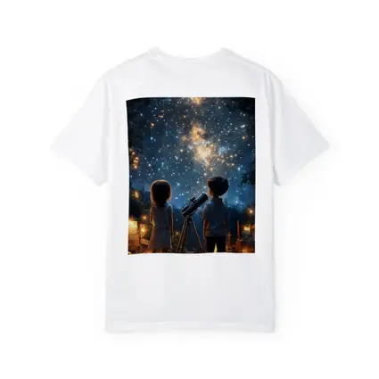 Children Stargazing With Telescope Night Sky