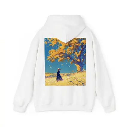 Anime Girl Standing Under Golden Autumn Tree