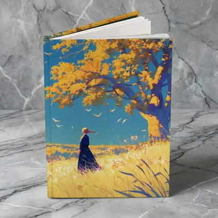 Anime Girl Standing Under Golden Autumn Tree