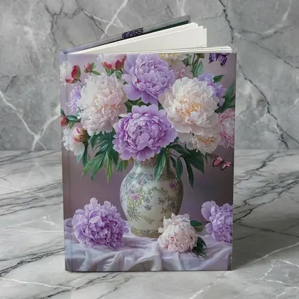 Purple Pink Peonies Vase Butterflies Floral