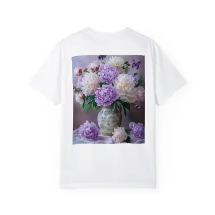 Purple Pink Peonies Vase Butterflies Floral