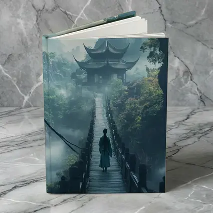 Ancient Chinese Pagoda Misty Mountain Bridge