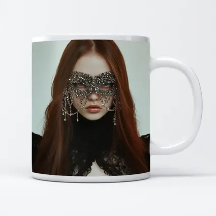 Woman Crystal Mask Black Lace Gothic Portrait