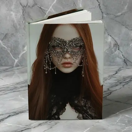 Woman Crystal Mask Black Lace Gothic Portrait