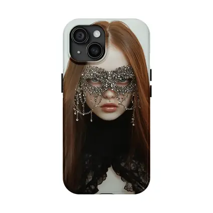 Woman Crystal Mask Black Lace Gothic Portrait