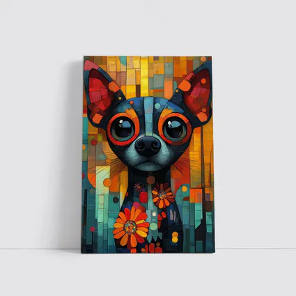 Chihuahua Dog Colorful Mosaic Floral Art