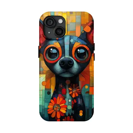 Chihuahua Dog Colorful Mosaic Floral Art