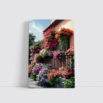 Colorful Flower Garden Balcony Mediterranean House