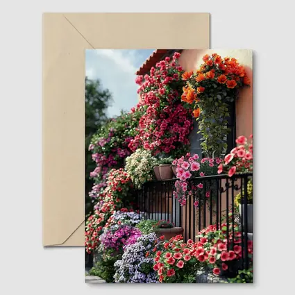 Colorful Flower Garden Balcony Mediterranean House