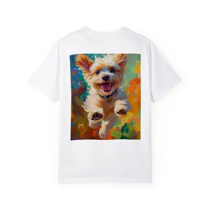 Happy Terrier Dog Jumping Colorful Oil Painting