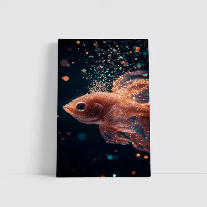Rose Gold Betta Fish Dark Bokeh Background