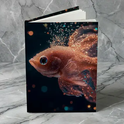 Rose Gold Betta Fish Dark Bokeh Background