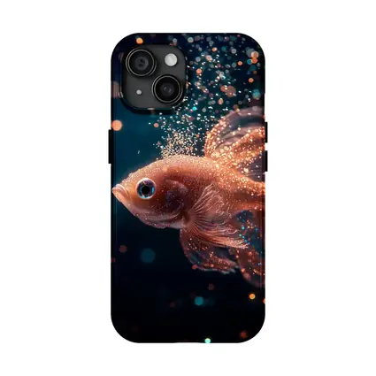 Rose Gold Betta Fish Dark Bokeh Background