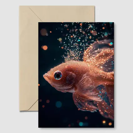 Rose Gold Betta Fish Dark Bokeh Background