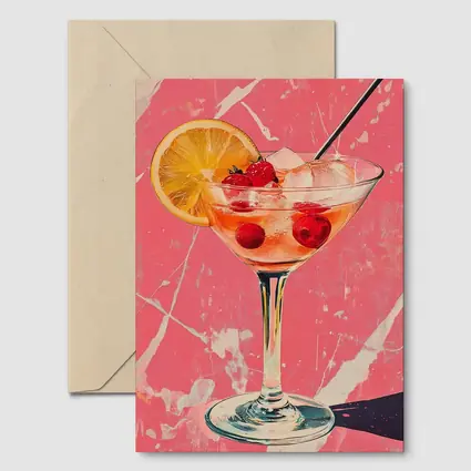 Pink Cocktail Glass Retro Pop Art