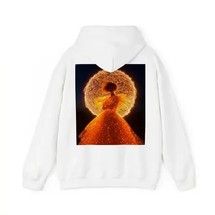 Glowing Orange Gown Woman Starry Night