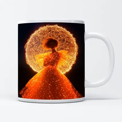 Glowing Orange Gown Woman Starry Night
