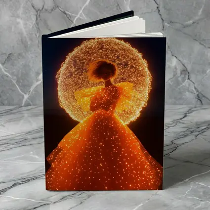 Glowing Orange Gown Woman Starry Night