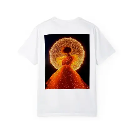 Glowing Orange Gown Woman Starry Night