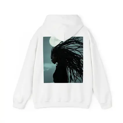 Woman Dreadlocks Wind Full Moon Night