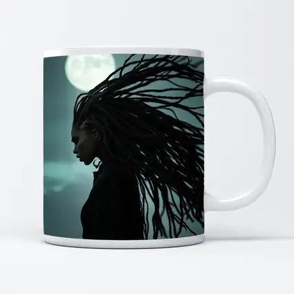 Woman Dreadlocks Wind Full Moon Night