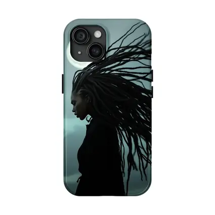 Woman Dreadlocks Wind Full Moon Night