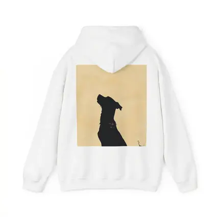 Dog Silhouette Howling Golden Beige Background