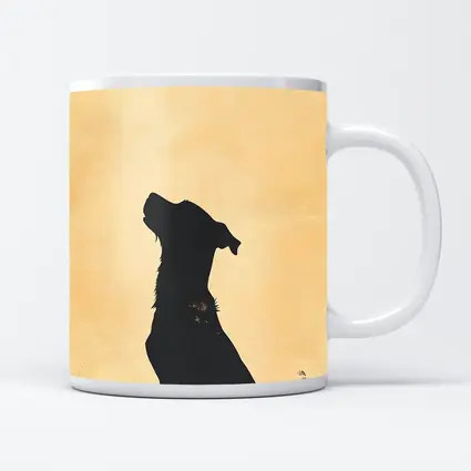 Dog Silhouette Howling Golden Beige Background