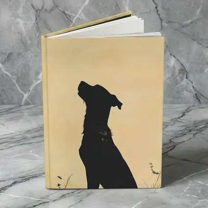 Dog Silhouette Howling Golden Beige Background
