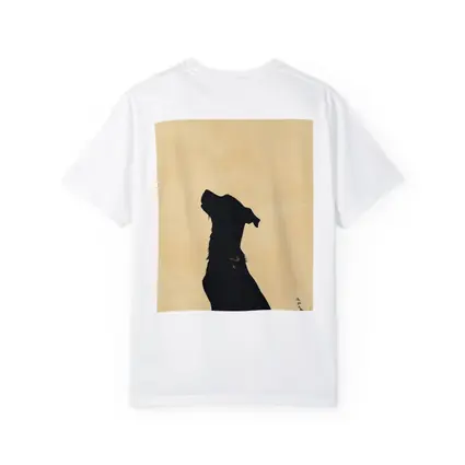 Dog Silhouette Howling Golden Beige Background