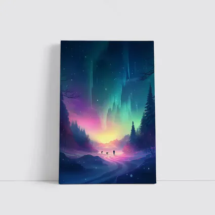 Northern Lights Winter Forest Night Walk
