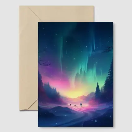 Northern Lights Winter Forest Night Walk