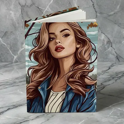 Comic Style Woman Autumn Park Portrait
