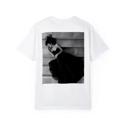 Woman Black Gown Lying on Stone Steps