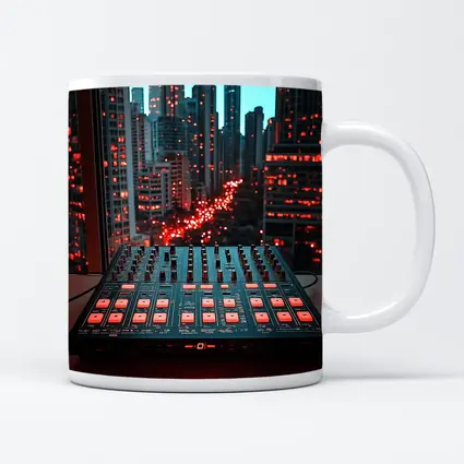 DJ Mixer Controller City Skyline Night