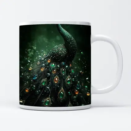 Jeweled Peacock Dark Green Mystical Background
