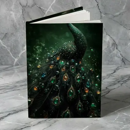 Jeweled Peacock Dark Green Mystical Background