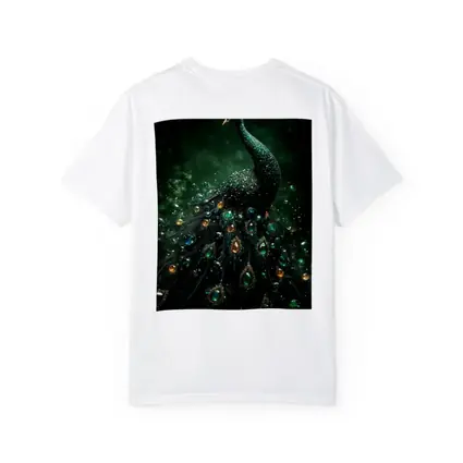 Jeweled Peacock Dark Green Mystical Background